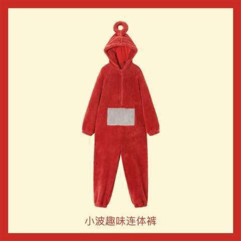 2 cartoon antenna baby pajamas couple winter thickened coral fleece one-piece pajamas loungewear S