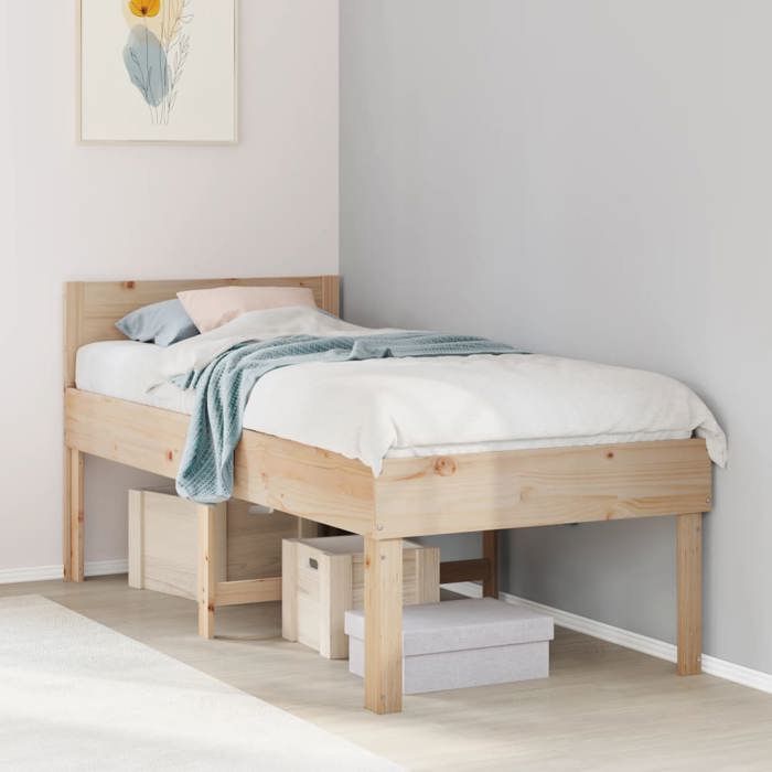 VidaXL Bed Frames Without Mattress 90x190 Cm Solid Pine Wood, Bedroom Furniture, Bed Base, Wooden Bed, Bed, Bed 855741