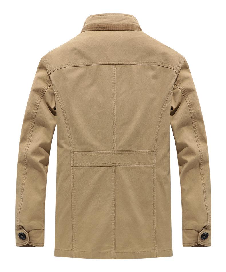 Men's Mid-Length Cotton Jacket - Spring/Autumn, Thin, Casual, Loose, Large Sizes, Dad Style.