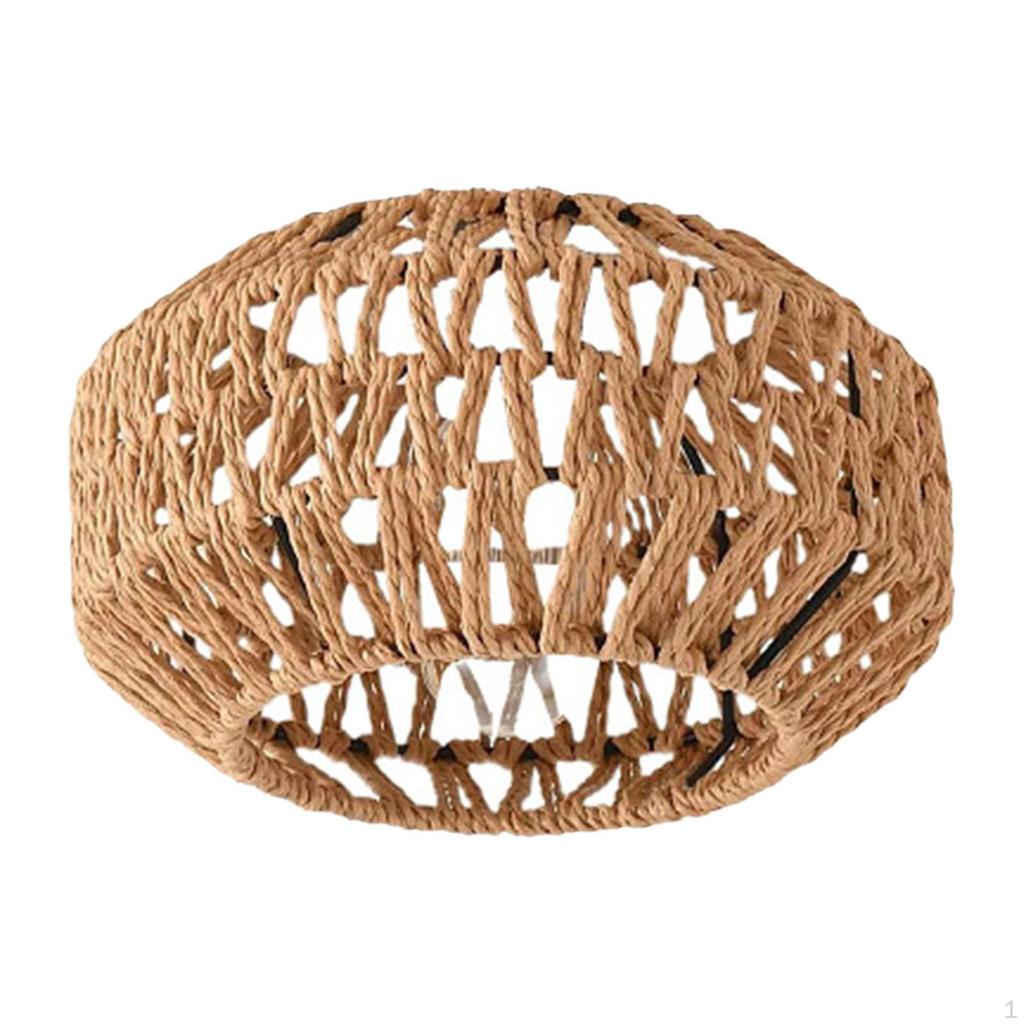 Handwoven Lampshade Paper Rope Lamp Shade, Light Fixture Accessories, Pendant Cover for Living
