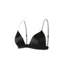 Women Black Ultra Thin Strap Deep V Bra Lifting Gathered Slim Fit Everyday Minimalist Comfort Lingerie
