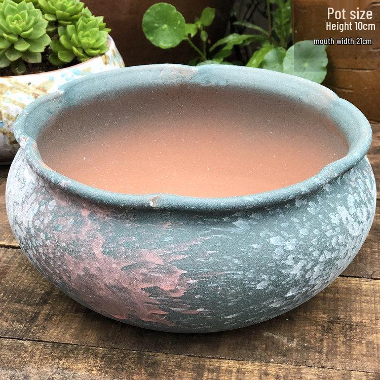 Stor Handgjord Keramik Kruka för Suckulenter och Grönska, Andningsbar Lerkruka i Lila Lera