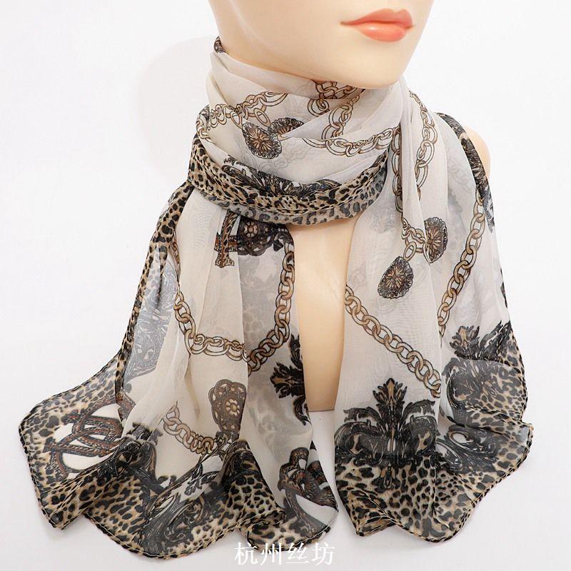 

Длинный шарф с принтом из шифона на осень и зиму, шарф для женщин, устойчивый к холоду и ветру, теплый шарф
