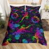 Lizard Warm Comforter Cover for Tens, Reptile Soft Duvet Cover Twin Sized Dimensions, Bohemian Paisley Batik Beding Set Exotic Animal Comfortable