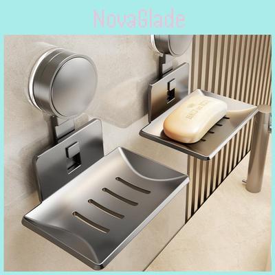 Wall Mount Soap Dish With Suction Cup For Bathroom Storage And Drip Collecting