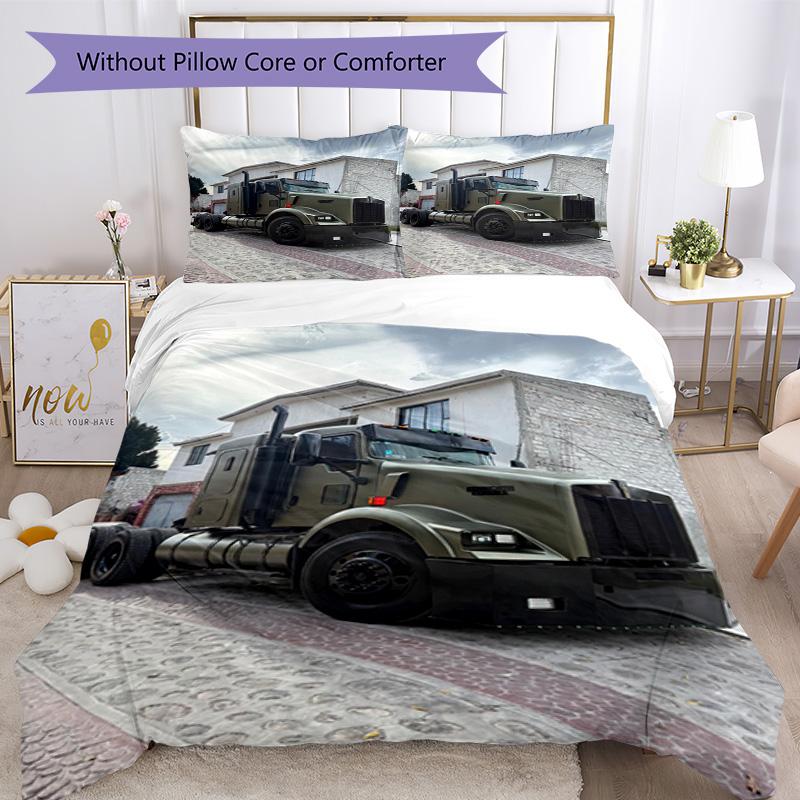 Ensemble de literie KW Camions Lourds Housse de couette respirante avec taies d'oreiller Décoration de maison Cadeau d'anniversaire