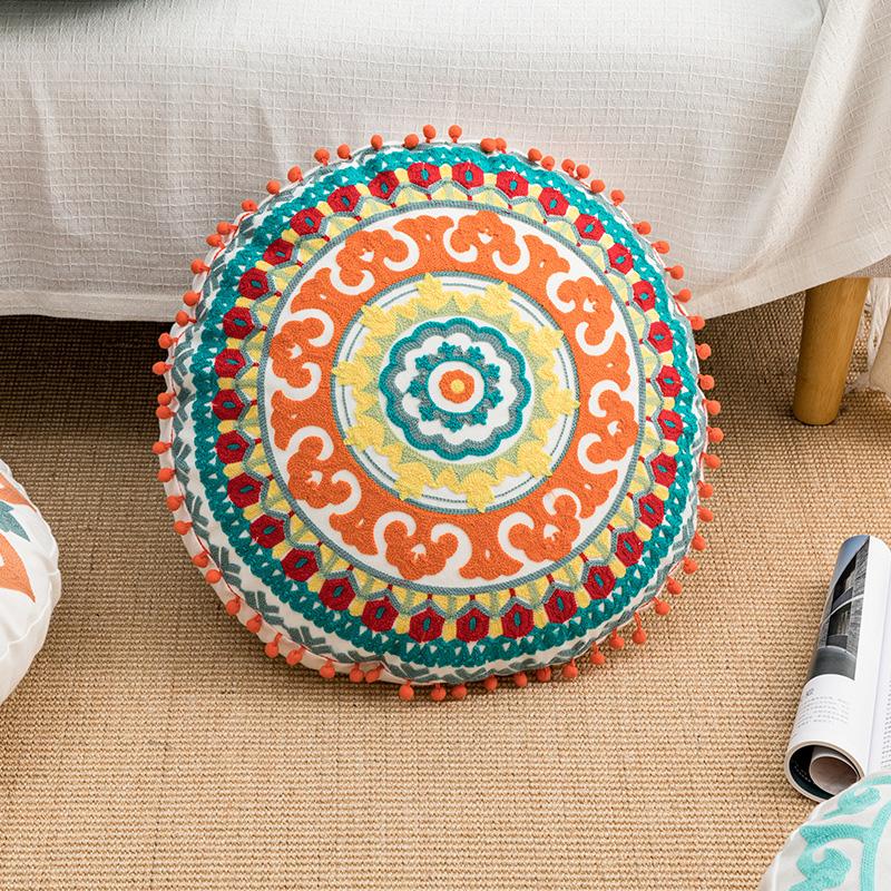 Ethnic Moroccan Style Round Throw Pillow Case Embroider Craft Unstuffed Seat Cushion Bay Window Meditation Decor Ottoman Covers
