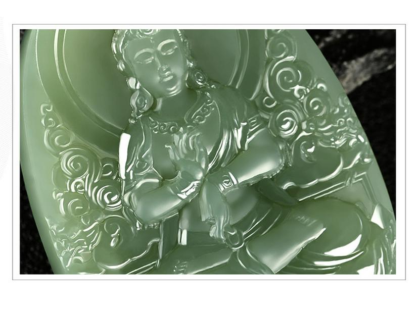 Xinjiang Hotan Mutton Fat Jade Guanyin Pendant for Men: Lotus-Sitting Bodhisattva with Certificate