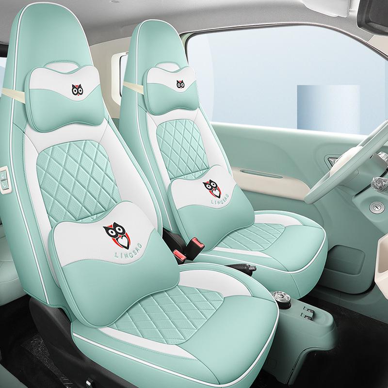 Lingbao UNI Cartoon Car Seat Cover - Full Coverage, Wear-Resistant Leather.