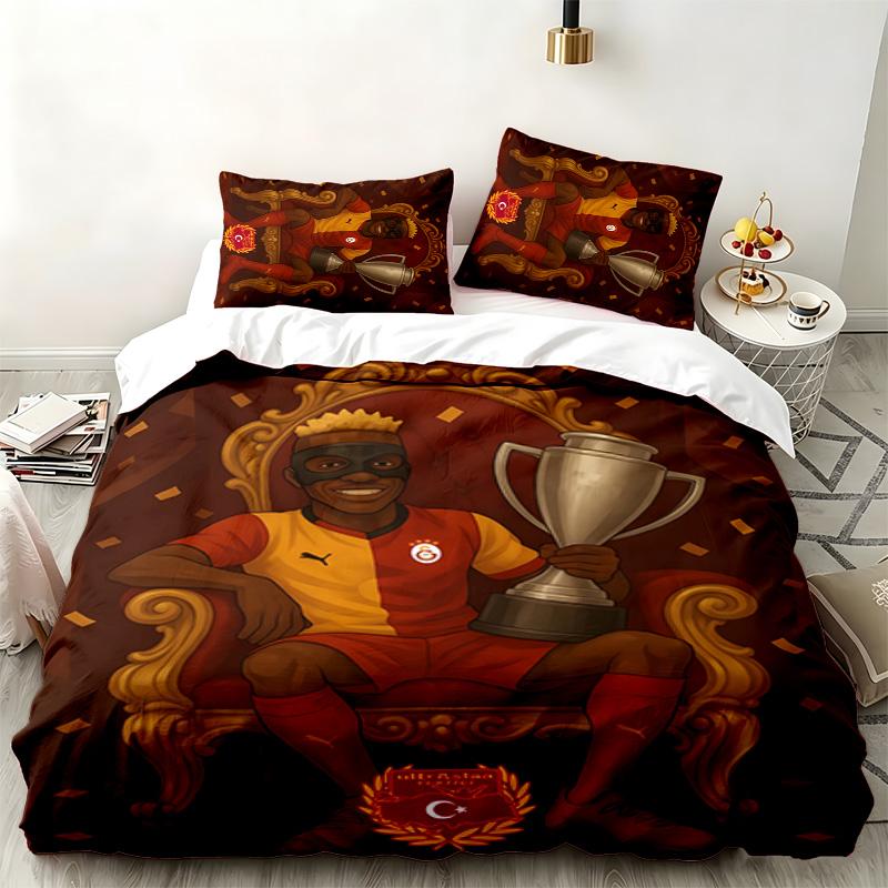Galatasaray 3-teiliges Set Perfekt für das Schlafzimmer Gemütliches Bettwäsche-Set enthält einen Bettbezug und zwei Kissenbezüge Ideales Geburtstags- oder Weihnachtsgeschenk