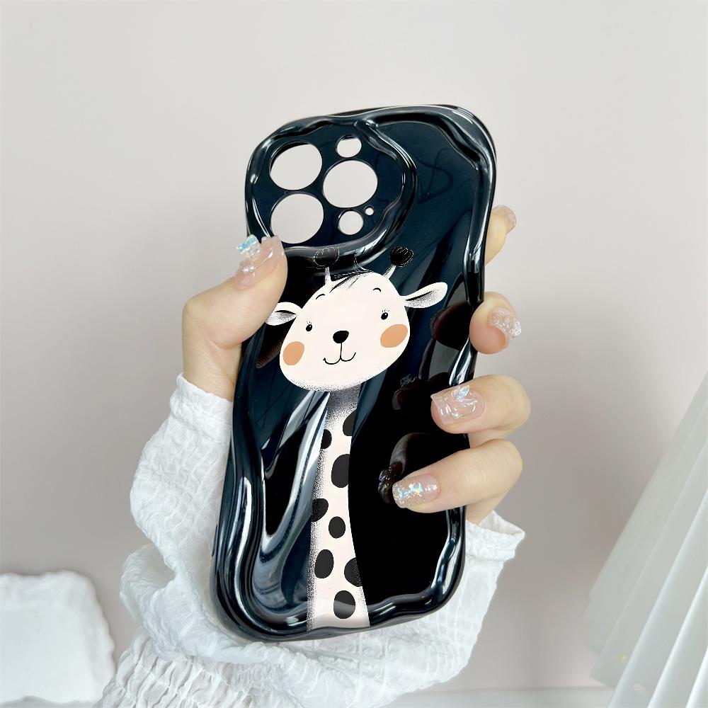 Cartoon Pattern Cream Texture Casing Wavy Edge Soft Silicone Cover Phone Case for IPhone Samsung Huawei Honor Xiaomi Redmi Infinix Tecno