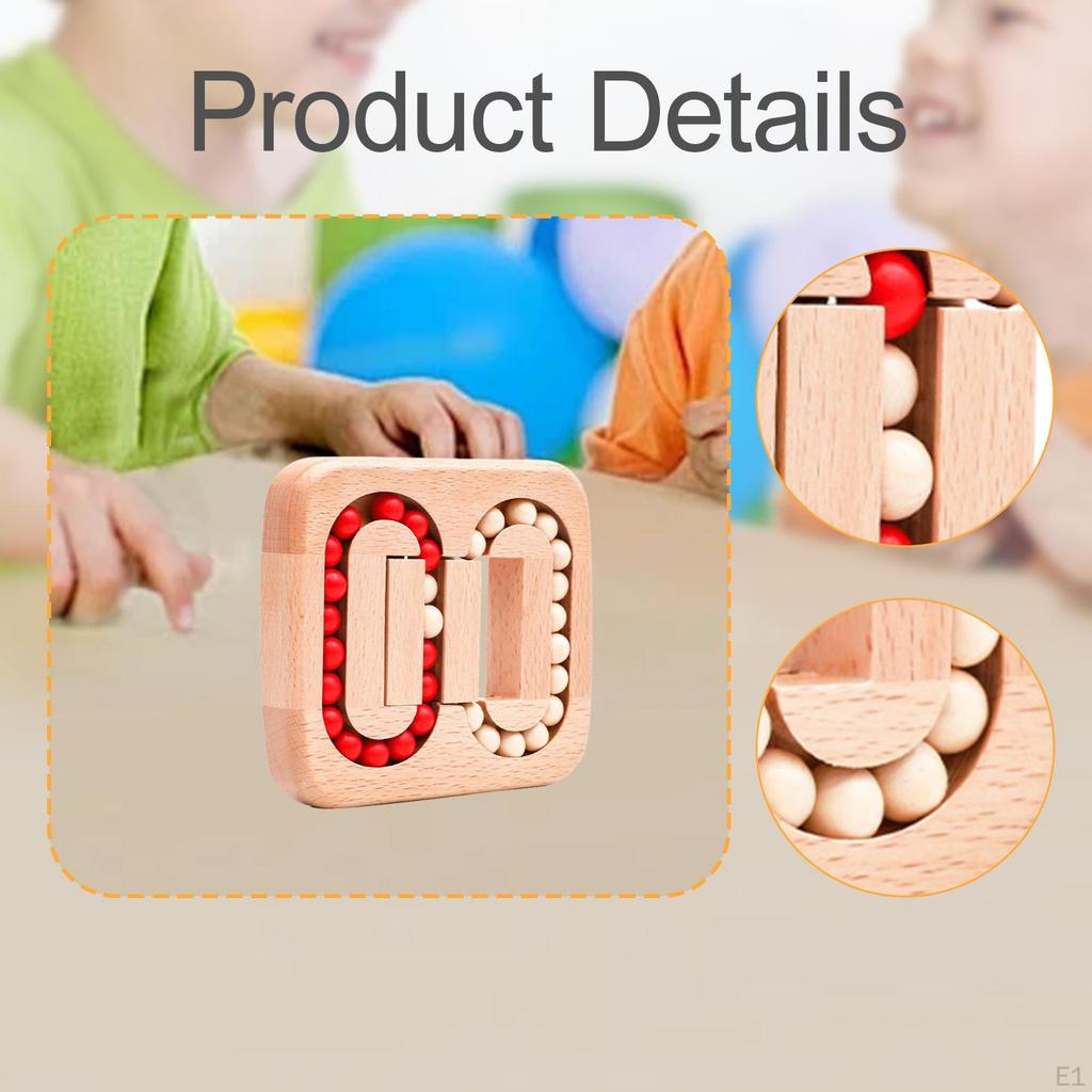 Wood Bean Cubes Toy Sensory Travel Game, Educational Wooden Puzzle Kids Puzzles Interactive for