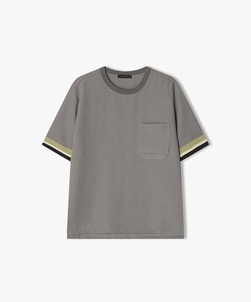 River Classy [25Ss] Llm41512 Dark Beige Tweed Color Ribbed Half T-Shirt 95