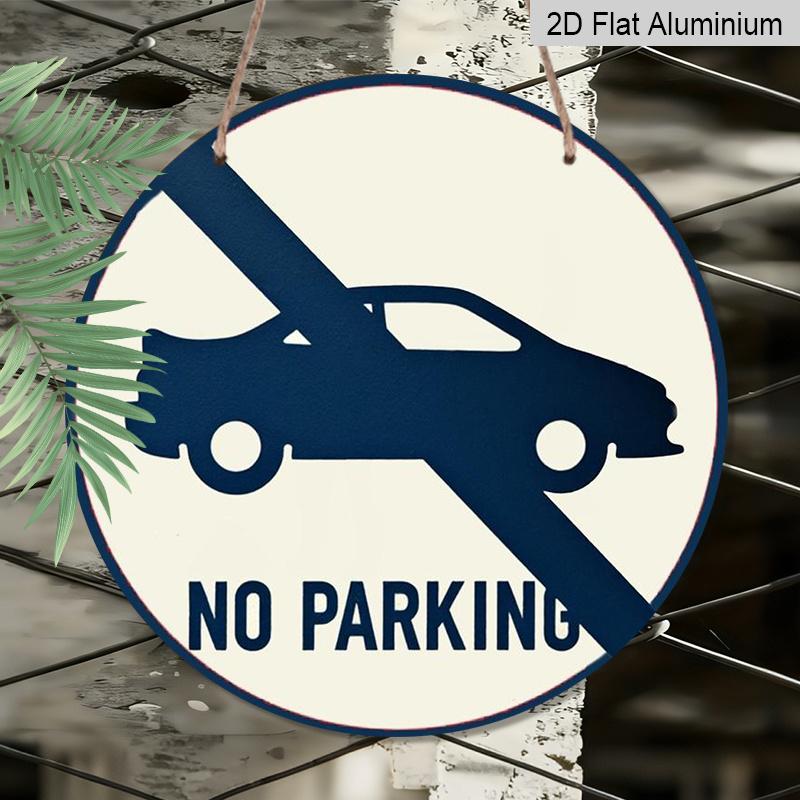 2D Flat 1pc, 8x8 In, No Parking Round Aluminum Metal Sign - Artistic Nature-Inspired Design with Tree Artwork, Vibrant Serene Decor for Living Room