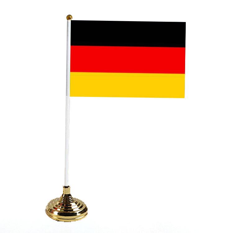 Office Table Flag Polyester 15 * 21cm Small Flag Plastic Flagpole Ornament with Base Table Flag