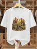 Unisex T-shirt Desert Cactus Sunset Skull Pattern Print Comfortable Casual Short-Sleeve T-Shirt