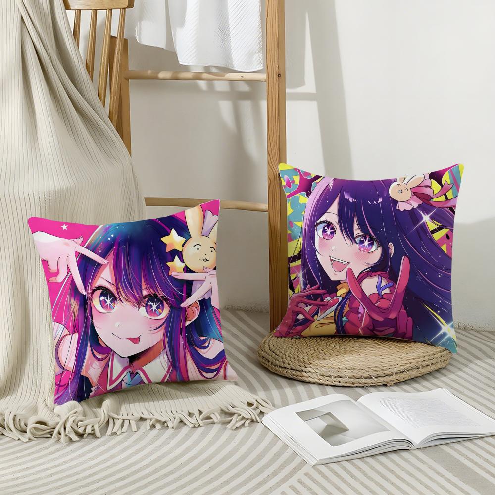 Anime O-Oshi No Ko Cushion Cover Breathable Linen Pillowcase Summer Odorless Eco-Friendly Invisible Zipper Washable