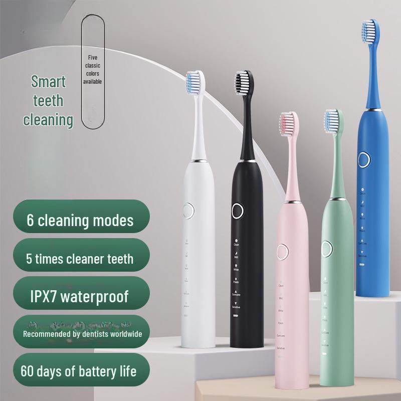 A8 Rechargeable Sonic Electric Toothbrush - Soft, Waterproof for Students, Adults & Couples