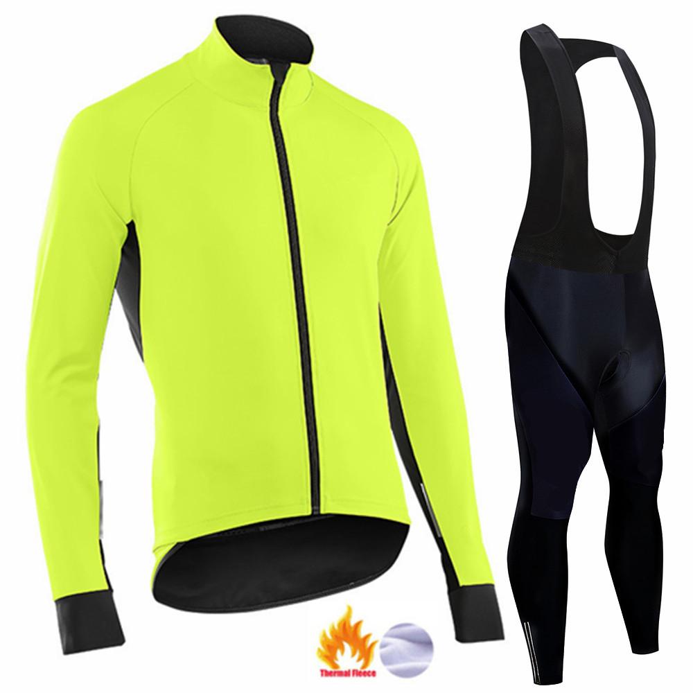 

2026 Thermal Fleece Cycling Jersey Set Winter Long Sleeve MTB Racing Bike Jersey Suit For Men Bib Pants Set Cycling Clothing 4XL