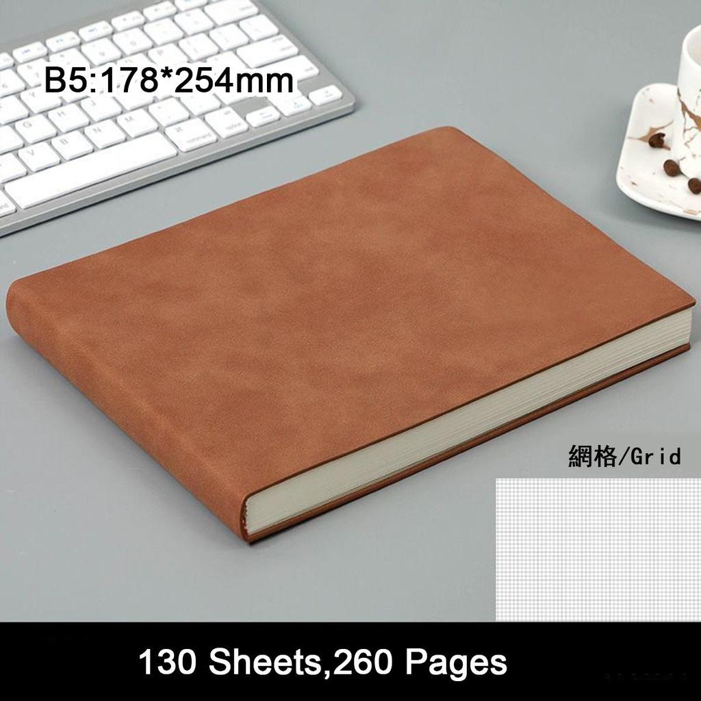 B5 Soft Leather Student Subject Notebook, Work Meeting Record Book, Business Notepad, Drawing Book, Mind Map, Grid/lined Blank Pages