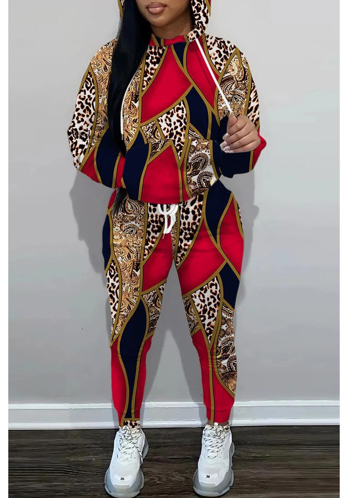 Autumn And Winter Women'S New Hooded Sweater Sports Suit Casual Design Colorful + Printing