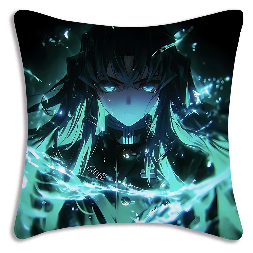 Muichiro Tokito Anime Pillow Covers Cartoon Sofa Decorative Home Doublesided Printing Short Plush Cute Cushion Cover
