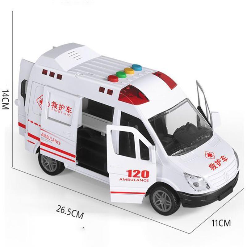 1:24 Legierungs-Ambulanzmodell Simulation Rückzieher Ton und Licht Druckguss-Legierungsauto Spielzeugset Kindergeburtstagsgeschenk