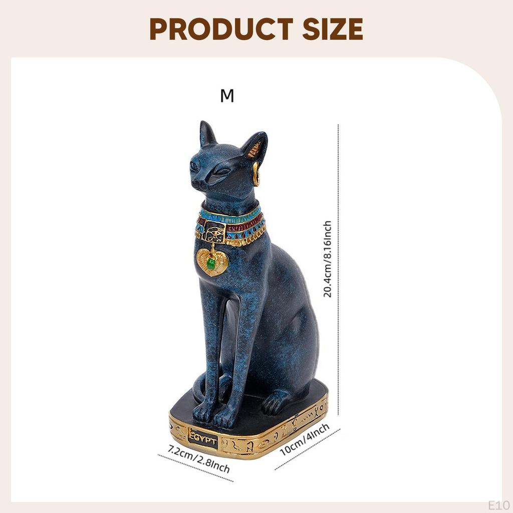 Cat Bastet Statue Figurine Tabletop Decoration Animal Sculpture Ancient Collectible for Living Room