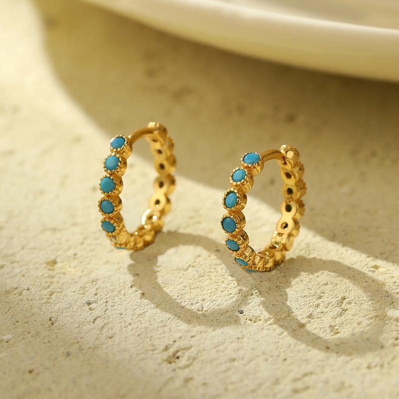 

Banyan Tree S925 Silver Retro Turquoise Earrings for Women - European & American Style, Simple Ins Fashion Trend