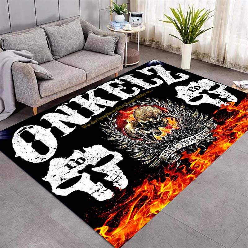 Böhse Onkelz Area Rug Black White Letter Print Floor Mat Home Decor