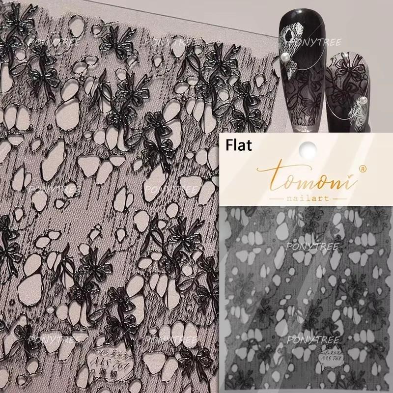 Retro White Lace Fabric Piece Bowknot English Letter Decorative Border Irregular Cloth Block Adhesive Nail Art Stickers Decals