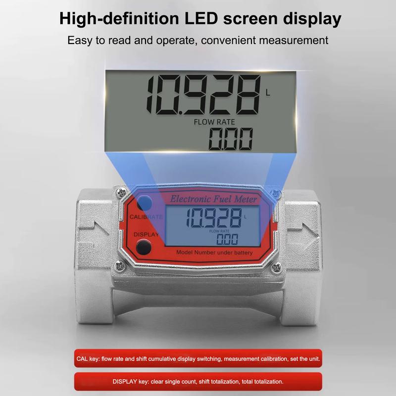 1/1.5/2inch High-Precision Digital Display Turbine Flow Meter Fuel Flow Meter Measuring Diesel Kerosene Gasoline Water Methanol
