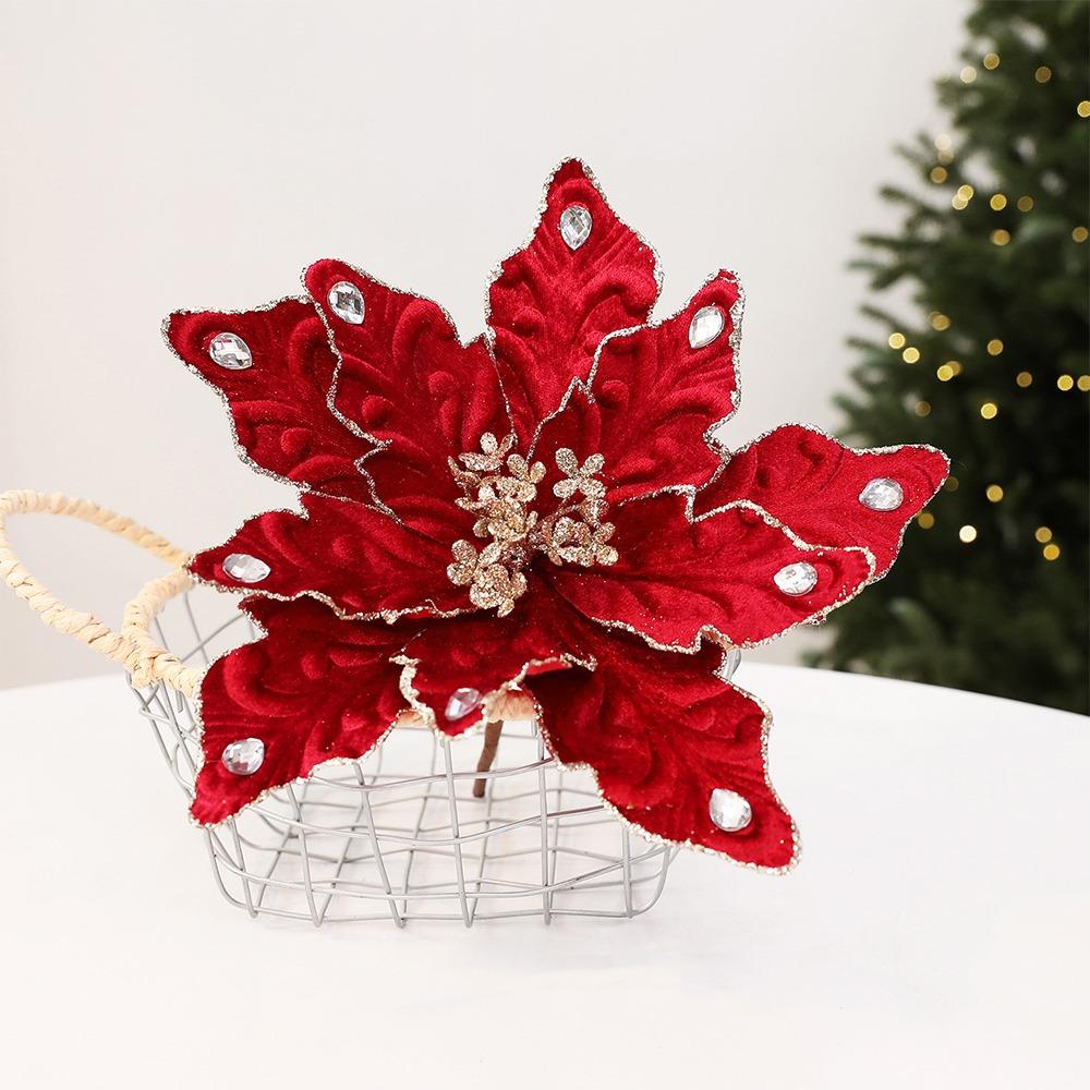 DIY Craft Christmas Tree Artificial Flower Lifelike Flocked Magnolia Flowers Holiday Party