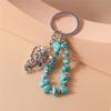 Ethnic Turquoise Stone Elephant Keychain for Women Men Key Ring Pendant Handbag Decor DIY Handmade Jewelry Gift