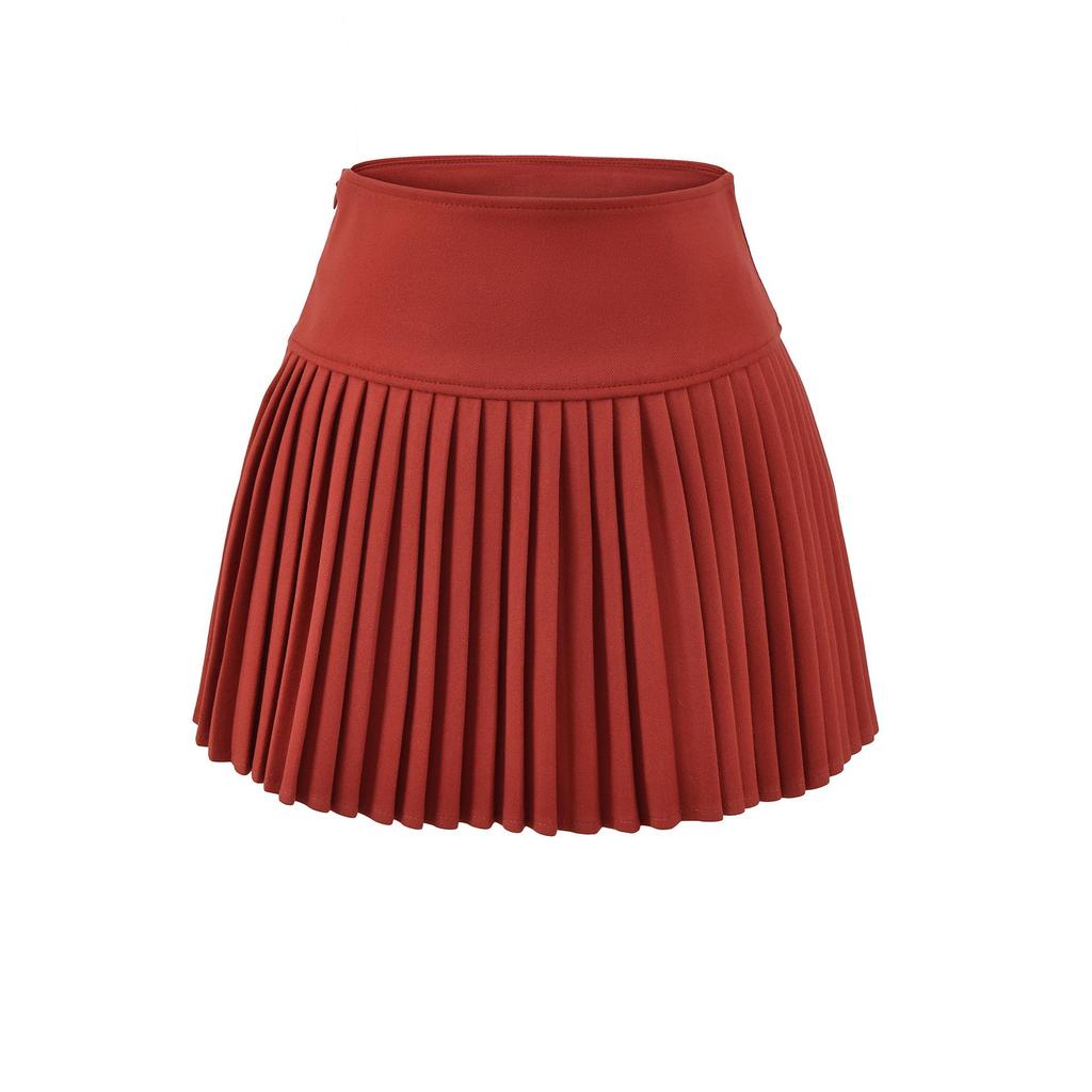 Women's High-Waisted Gray Pleated Wool Blend Mini Skirt - Elegant, Anti-Exposure Design for Autumn/Winter 2025
