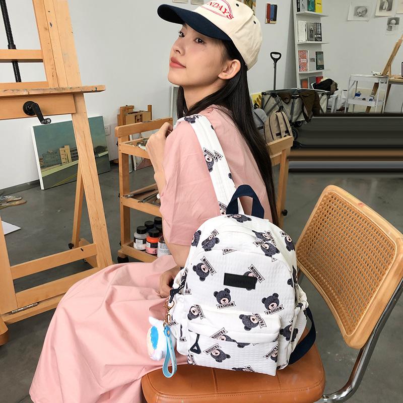 Schoolbag Japanese and Korean fresh and cute wind backpack bear bag junior high school college student simple and versatile lightweight casual