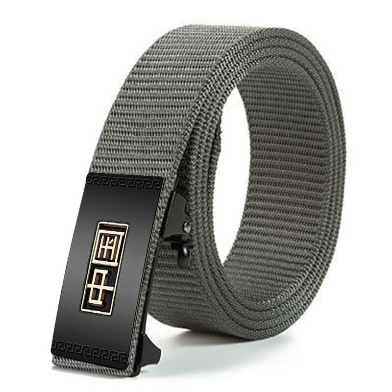Men'S Toothless Automatic Buckle Woven Canvas Belt Belt Casual Nylon Tactical Pants Belt Military Training Outdoor Belt