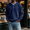 Herren Retro Corduroy Sweatshirt, Langarm Drei-Knopf Passform Pullover für den Alltag