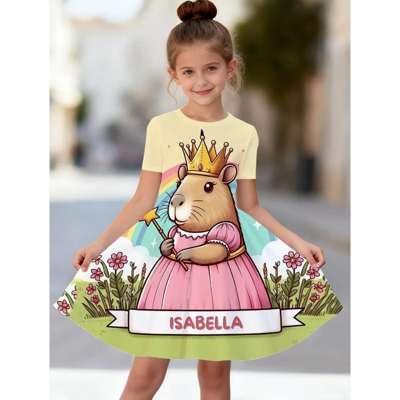 Dress for girls Fashion Capybara Children Clothes Summer Girls Clothes Comfortable Princess 110