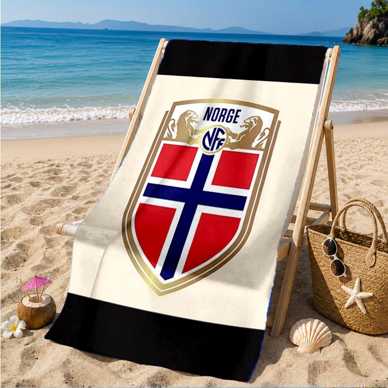 Norwegisches Fußballwappen Strandtuch, Schnelltrocknend, Pflegeleicht, Geeignet für Fitness und Strandurlaub, Sport-Essential