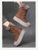 Johnature Genuine Leather Warm Plush Mid-calf Boots Casual Thick Soled Side Zipper Women's Boots