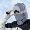 Riding Headgear Solid Color Windproof Warm Thermal Hat with Velvet Lining Detachable Face Guard Skiing Cycling Hat
