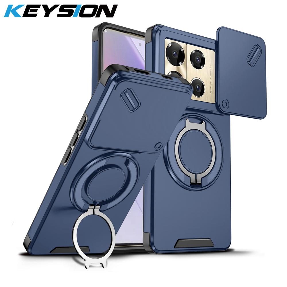 KEYSION 360° Ringständer Handyhülle für Infinix Note 40 Pro 4G 40 Pro+ 5G Schiebekamera Schutz Magnetisch Stoßfest Rückseite