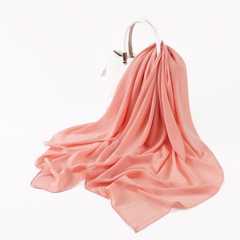 Muslim Chiffon Hijab Scarf for Women Big Solid Color Head Wrap for Women Hijabs Scarves Ladies Muslim Veil Jersey Hijabs Turban