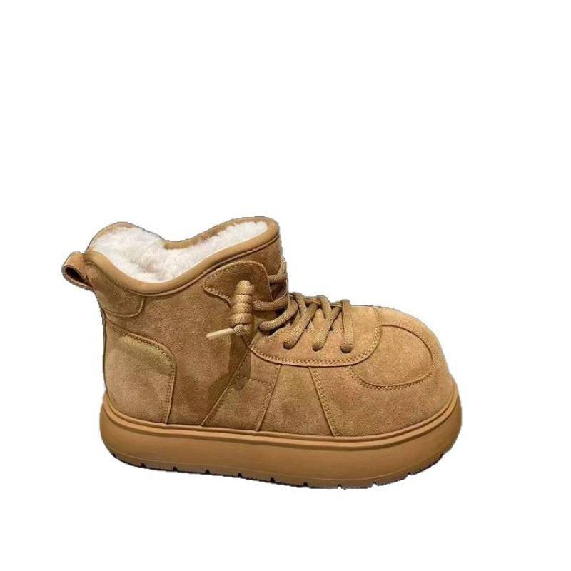 Big Head Thick-soled High-top Snow Boots Fashionable Women's Autumn and Winter New Matte Lace-up Short Boots Children's Tide