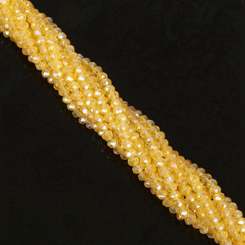 4mm Iridescent Glass Crystal Wheel Beads - Faceted Loose Abacus Beads for DIY Projects