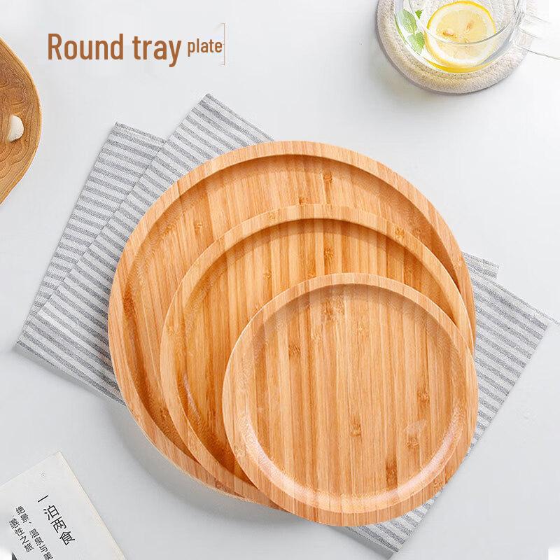 Japanese Style Round Bamboo Serving Tray