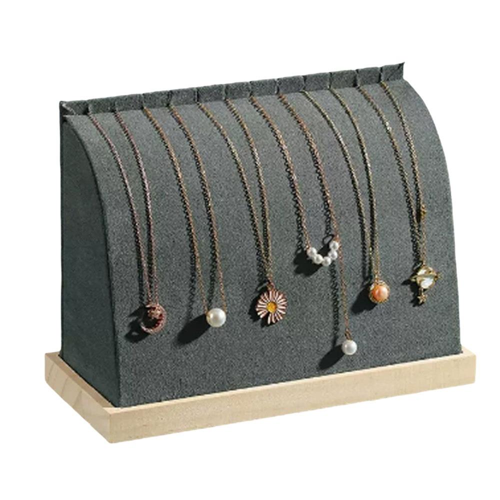 

Velvet/PU Necklaces Easel Showcase Wooden Jewelry Display Necklace Earrings Rings Pendant темно серый