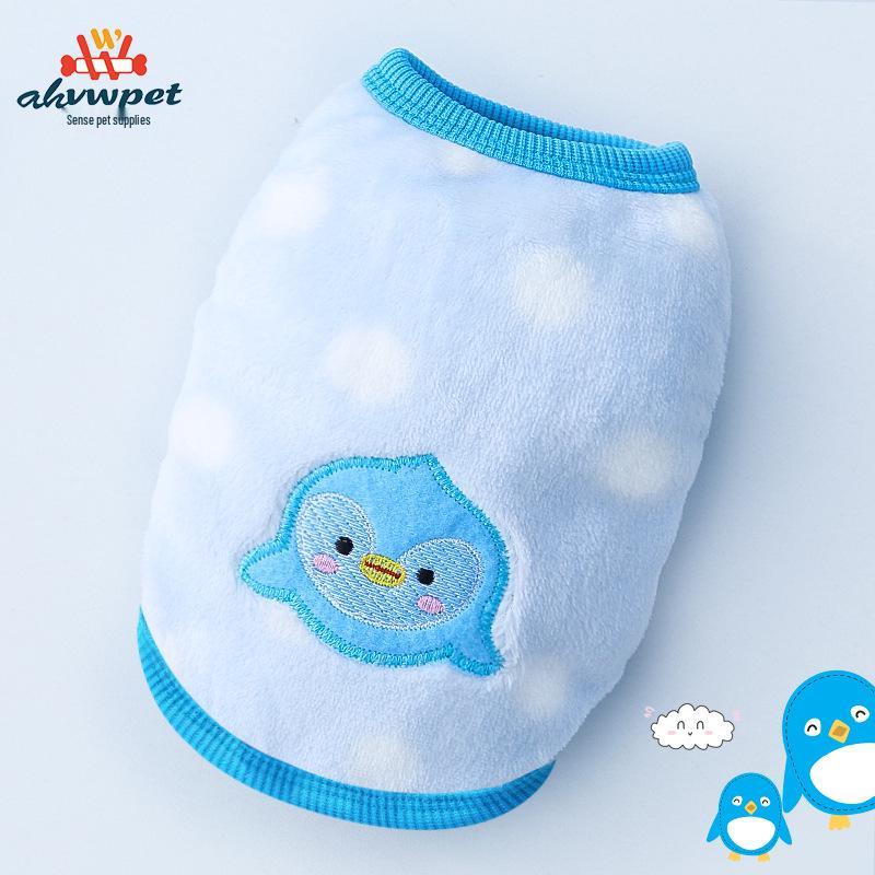 Cozy Cartoon Puppy Flannel Cat & Dog Vest - Warm Teacup Doggy Clothes for Small Pets
