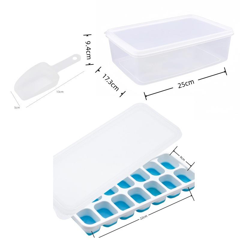 Cross-Border Ice Cube Tray - 14 Grids with Lid, Large Capacity Mold for Household Ice Storage